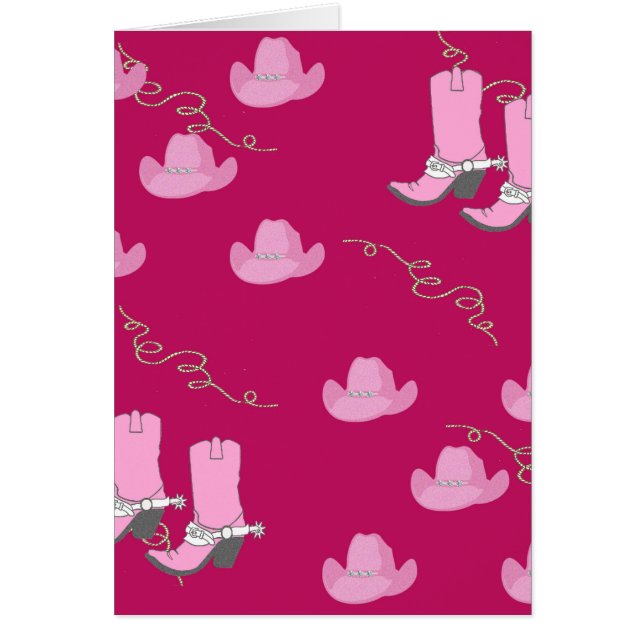 Cartão ocidental da vaqueira com chapéus e as (Frente)