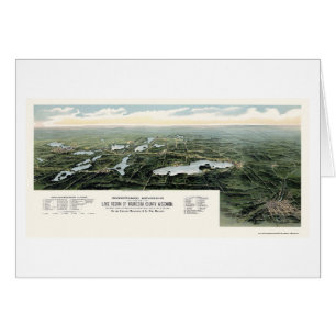 Cartão Oconomowoc e Waukesha, mapa panorâmico dos WI -