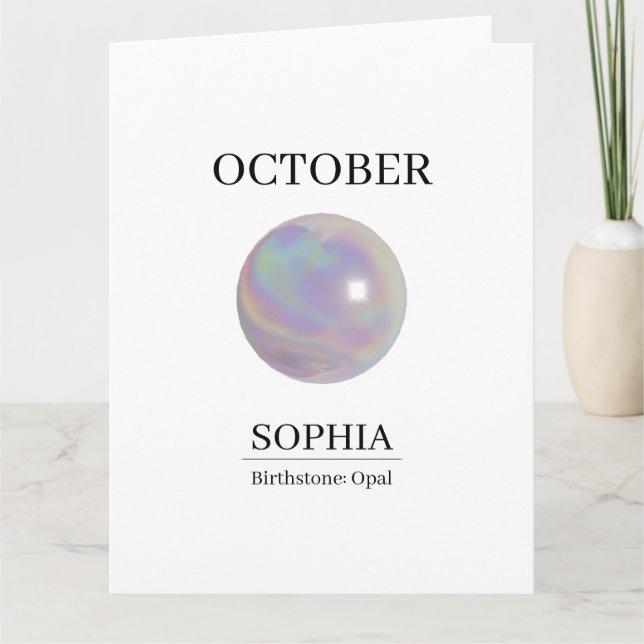 Cartão October Opal Personalized Birthday Card (Frente)