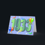 Cartão octogésimo do aniversário 1933<br><div class="desc">Um cartão de aniversário colorido do 80 com balões e flâmulas para o octogenarian em sua vida! Selo e cartão de harmonização disponíveis.</div>