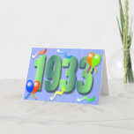 Cartão octogésimo do aniversário 1933<br><div class="desc">Um cartão de aniversário colorido do 80 com balões e flâmulas para o octogenarian em sua vida! Selo e cartão de harmonização disponíveis.</div>