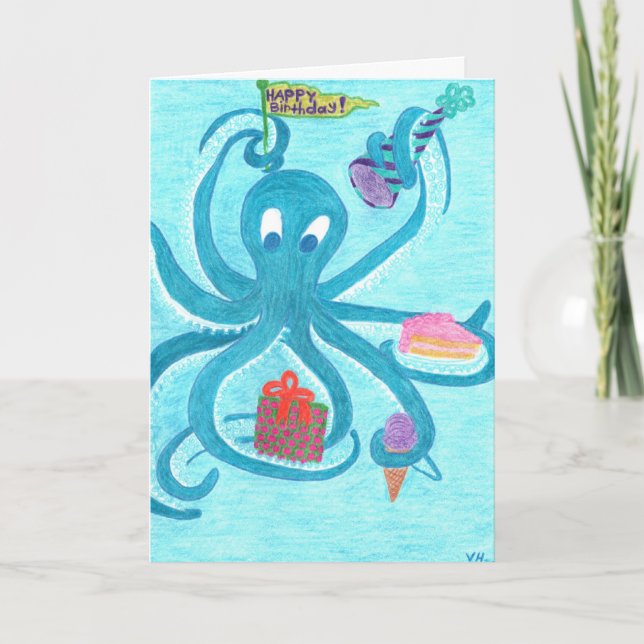 Cartão Octopus Birthday (Frente)