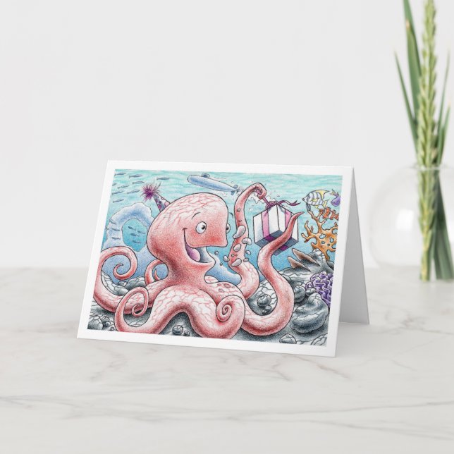 Cartão Octopus de aniversário (Frente)