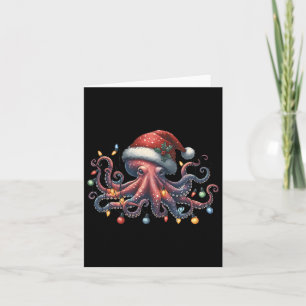 Cartão Octopus Papais noeis de Natal Luzes de Natal Ocean