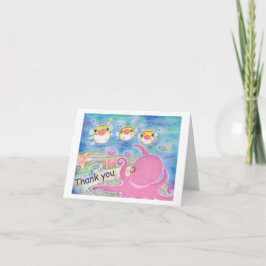 Cartão Octopus porcupine fish Music Kids Thank you card