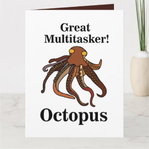 Cartão Octopus Tentags Multitasker Engraçado Aniversário