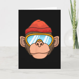 Cartão Óculos de Esqui de Macaco Engraçado Gorila Esquiar