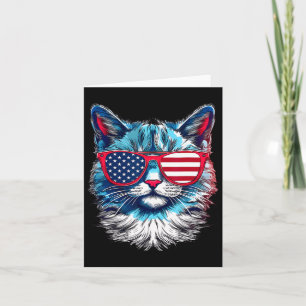 Cartão Óculos de Gato Bandeira dos EUA 4 de Julho Dia da 