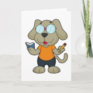 Cartão Óculos de Livro Nerd de Cachorro