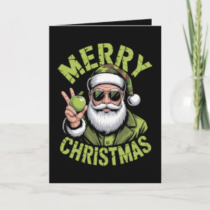 Cartão Óculos de sol camuflados do Papai Noel Natal Feliz