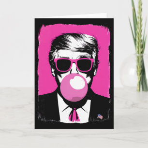 Cartão Óculos de sol chicletes rosa engraçados do Trump