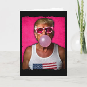 Cartão Óculos de Sol Rosa Chiclete Trump Bandeira EUA Eng