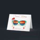 Cartão Óculos de Sol Tropicais Christmas Beach<br><div class="desc">Este design pode ser personalizado escolhendo a opção Editar Design. Você também pode transferi-lo para outros itens.</div>