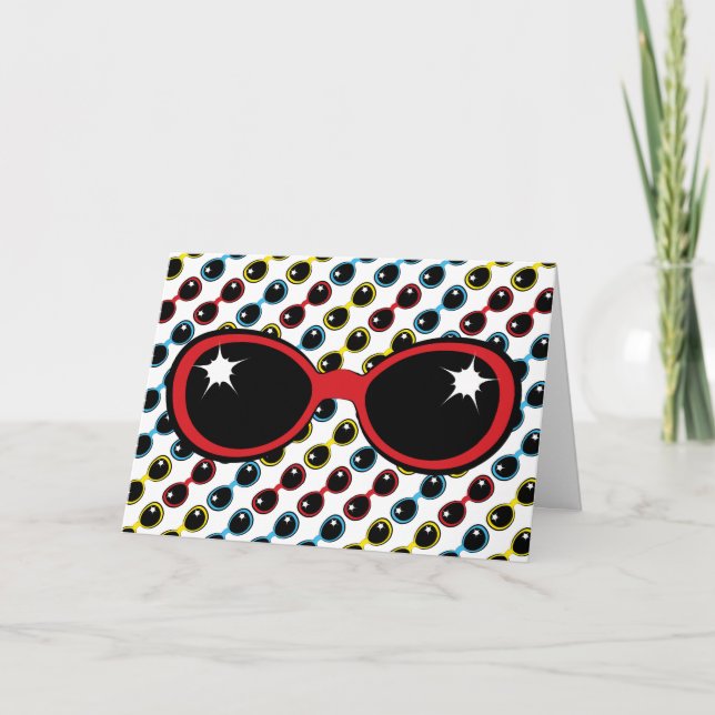 Cartão Óculos escuros retrorreflectores Amarelo Azul Verm (Frente)