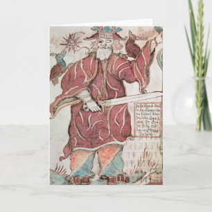 Cartão Odin, com seus dois corvos, Hugin e Munin