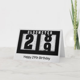 Cartão Odometer Preto para o 29º Aniversário
