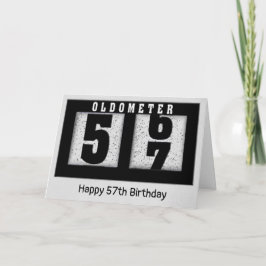 Cartão Odometer Preto para o 57º Aniversário