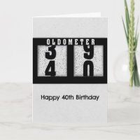 Odômetro Preto para Humor de Aniversário de 40 Ano