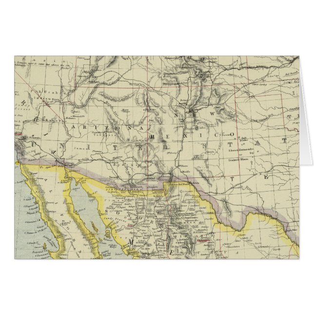 Cartão Oeste dos EUA, México Norte (Frente Horizontal)