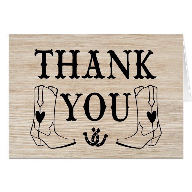 Cartão Oeste Obrigado Casamento de Boot de Cowboy de Made (Frente horizontal)