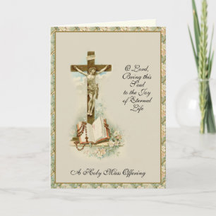 Cartão Oferta de Cruz de Missa de Simpatia Católica Elega
