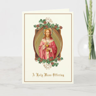 Cartão Oferta de Missa Católica Jesus Segurando Eucaristi