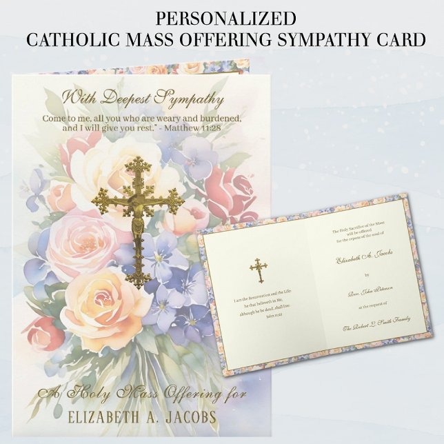 Cartão Oferta de Missa de Sempiterna Simpatia Católica Cr (TRADITIONAL CATHOLIC MASS OFFERING SYMPATHY CONDOLENCE CARDS)