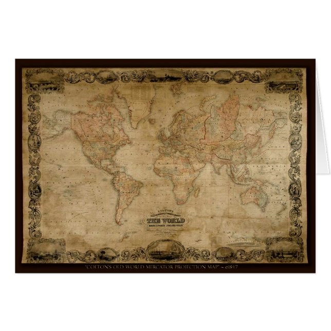 Cartão Oferta do Designer de Mapa do Velho Mundo (Frente Horizontal)