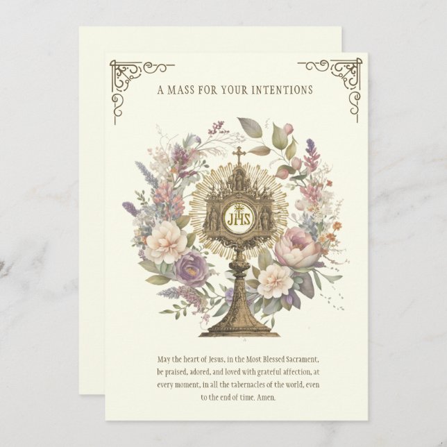 Cartão Oferta em Massa de Divinos Florais Elogia Eucarist (Frente/Verso)