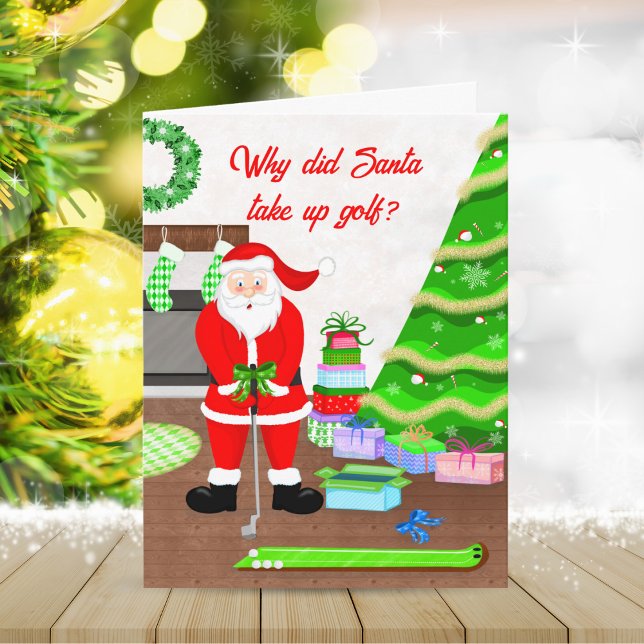 Cartão Oferta Precoce Dos papais noeis - Um Natal Buraco- (The putter perfect Christmas card for the golfer! )
