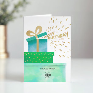 Cartão Ofertas de logotipo Feliz aniversário Boxes verdes