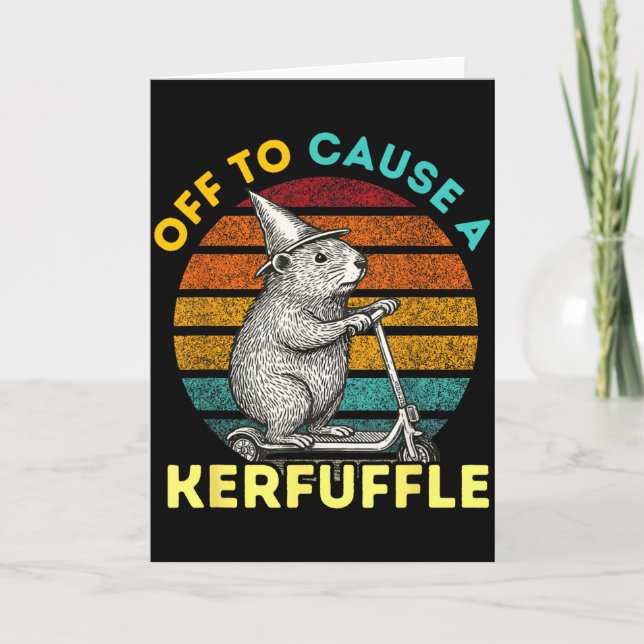Cartão Off To Cause A Kerfuffle Funny Groundhog Riding Sc (Frente)