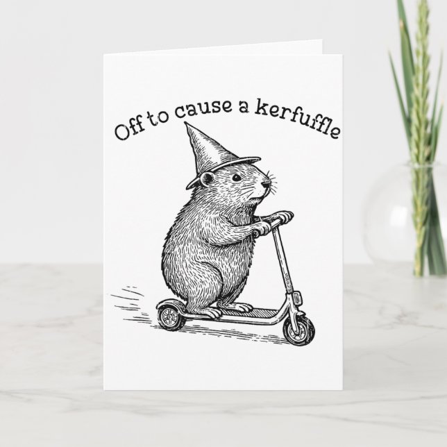 Cartão Off To Cause A Kerfuffle, Funny Groundhog Scooter  (Frente)
