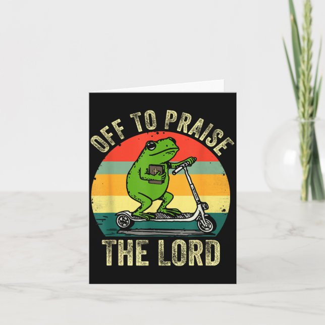 Cartão Off To Praise The Lord Funny Frog Bible Study Jesu (Frente)
