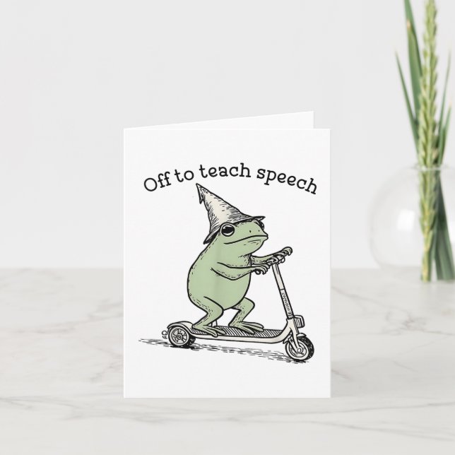 Cartão Off to Teach Slp Whimsical Sapo Speech Thech (Frente)