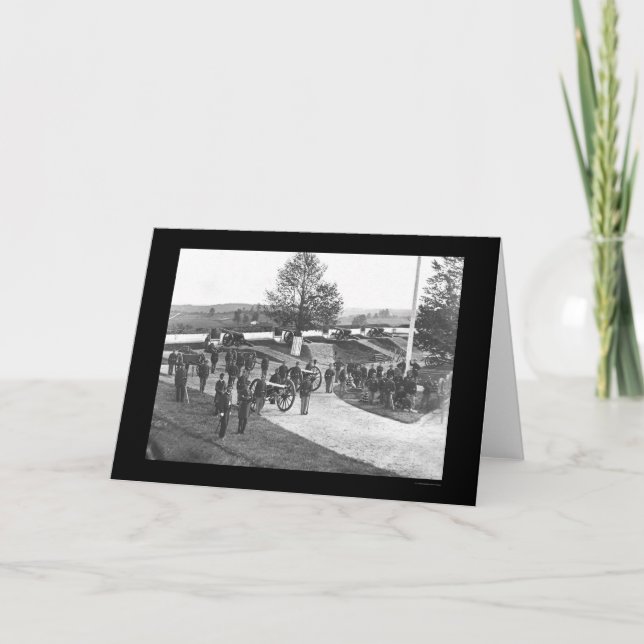 Cartão Oficiais e homens no forte Stevens, C.C. 1865 (Frente)