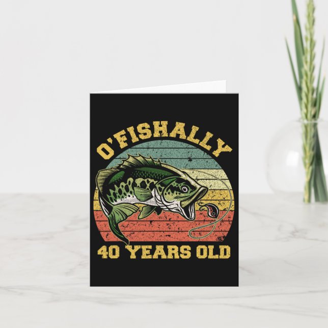 Cartão O'fishally, 40 anos, pescando Par. (Frente)