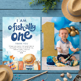 Cartão Ofishally One Fisherman Photo 1st Birthday Thanks