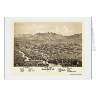 Cartão Ogden, mapa panorâmico de UT - 1875