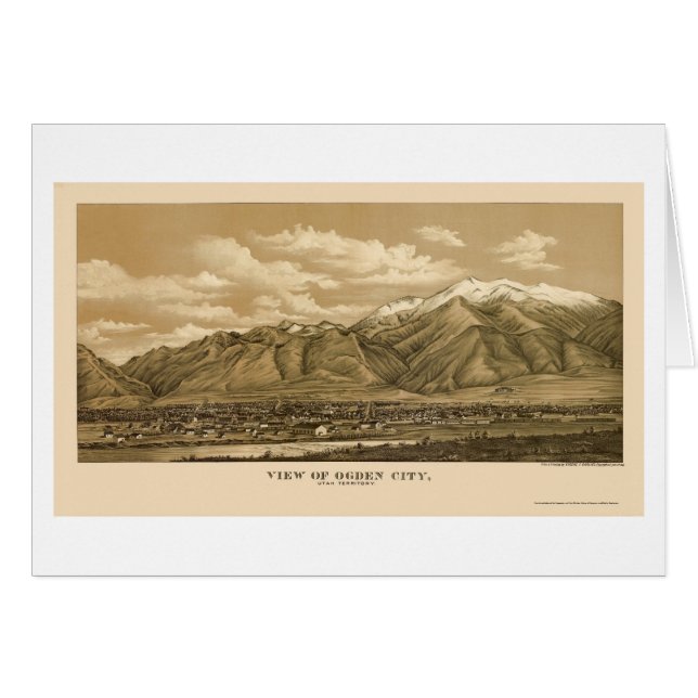 Cartão Ogden, mapa panorâmico de UT - 1889 (Frente Horizontal)