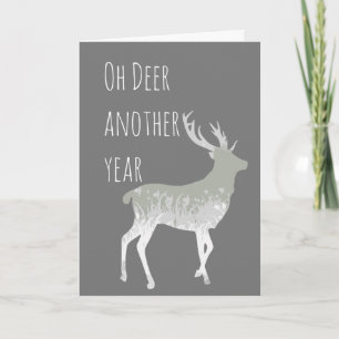 Cartão Oh Deer Outro Ano de Aniversário Stag Fazenda