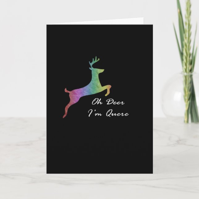 Cartão Oh Deer Queer Funny Pun LGBT PFolded Greeting Card (Frente)