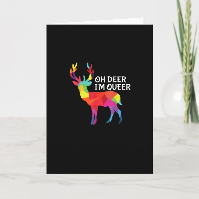 Cartão Oh Deer Queer Funny Pun LGBT Pride Design (Frente)