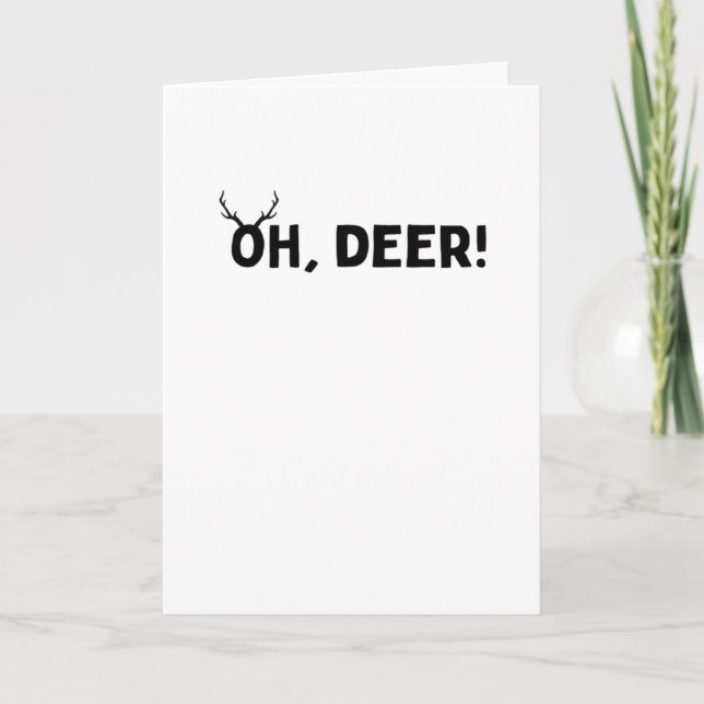 Cartão Oh Deer Simple Aesthetic Folded Greeting Card (Frente)