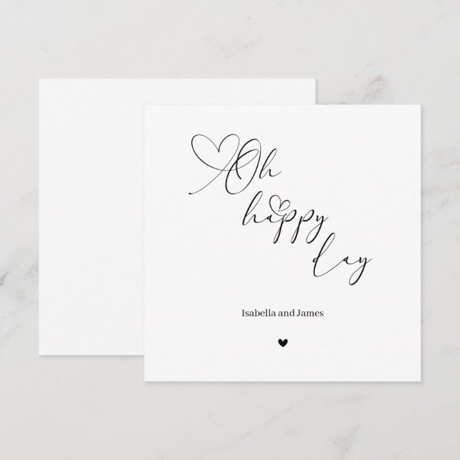 Cartão Oh Happy Day Heart Embellished Wedding  (Frente/Verso)