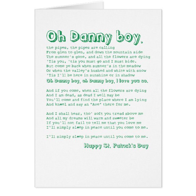 Cartão Oh menino de Danny! (Frente)