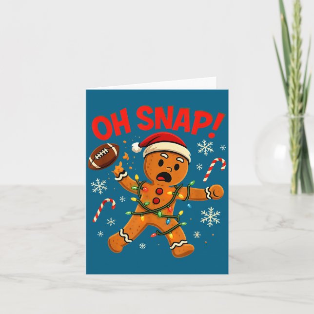 Cartão Oh Snap Christmas Gingerbread Funny Football Light (Frente)