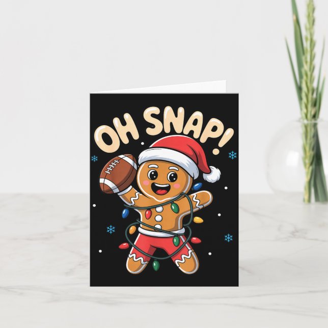 Cartão Oh Snap Gingerbread Man Christmas Football Kids Bo (Frente)