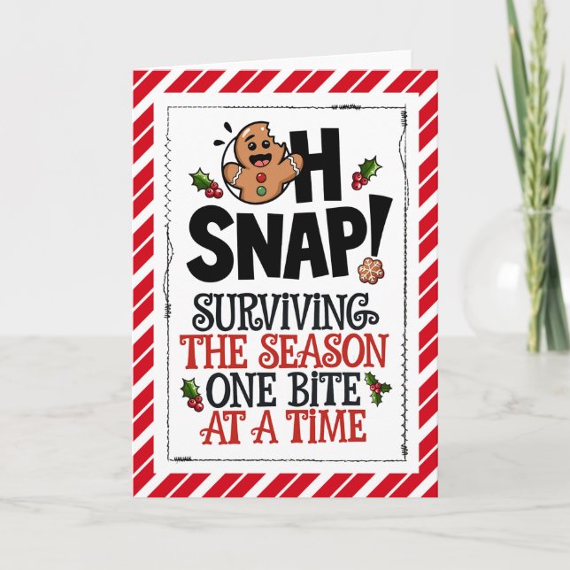 Cartão Oh Snap! Homemem de gengibre de Natal (Frente)