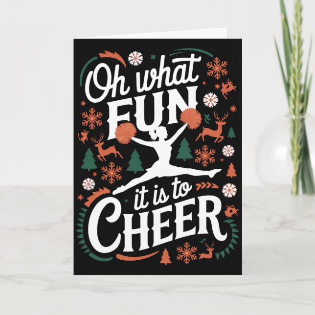 Cartão Oh What Fun It Is To Cheer Ugly Cheerleading Xmas  (Frente)